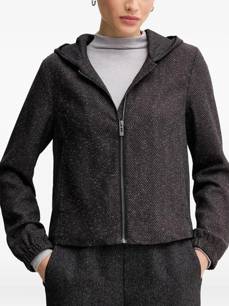  Mos Mosh Herringbone Hooded Jacket - Brown 