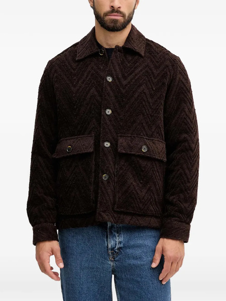  Mos Mosh Mmgluis Clair Jacquard Flap-pocket Jacket - Brown 