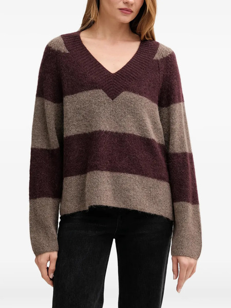  Mos Mosh Striped V-neck Sweater - Purple 