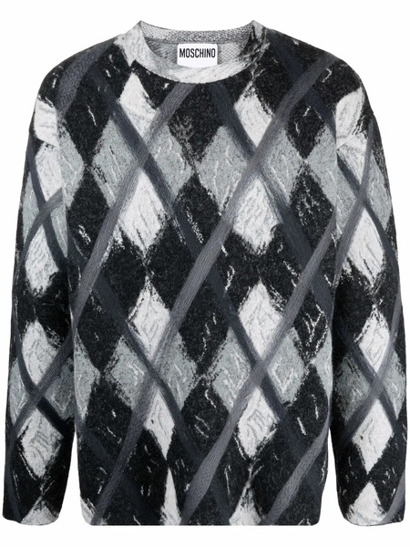  Moschino Argyle-pattern Wool-blend Jumper - Grey 
