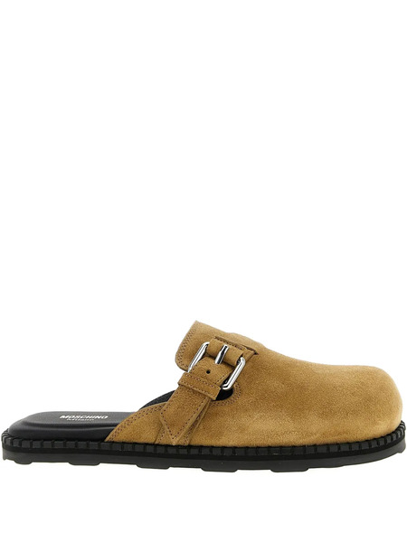  Moschino Buckled-strap Suede Mules - Brown 