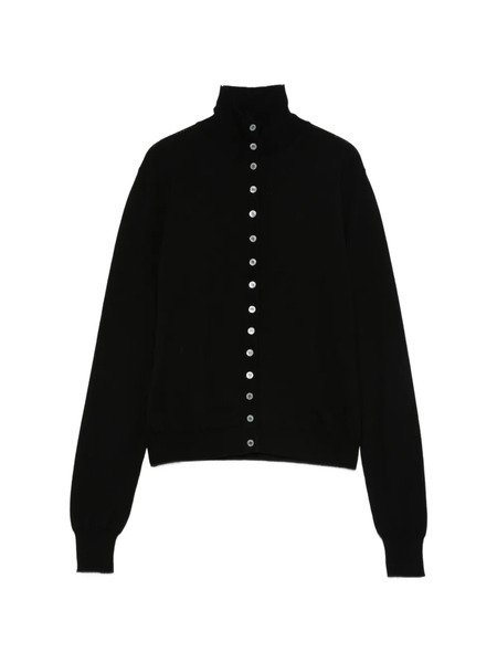  Moschino Buttoned Turtleneck Cardigan - Black 