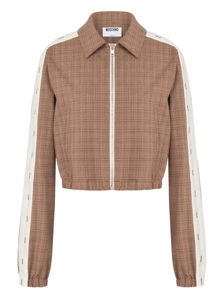  Moschino Checked-pattern Cropped Jacket - Brown 
