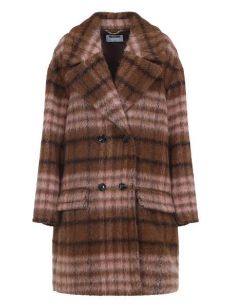  Moschino Checked-pattern Double-breasted Coat - Brown 