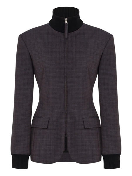  Moschino Checked-pattern Zip-up Coat - Grey 