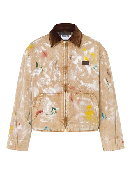  Moschino Corduroy-collar Paint-splatter Jacket - Neutrals 