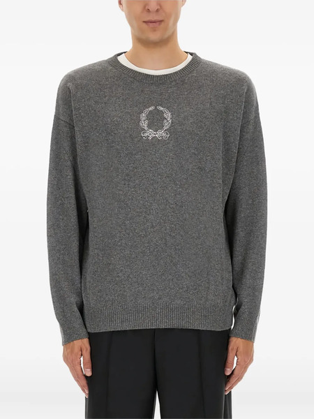  Moschino Embroidered Crew-neck Sweater - Grey 