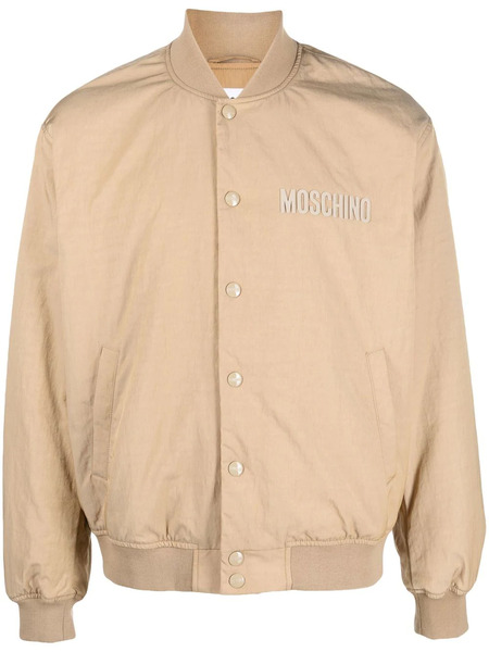  Moschino Embroidered-logo Bomber Jacket - Neutrals 