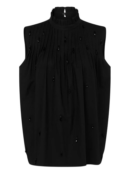  Moschino Embroidered Poplin Top - Black 