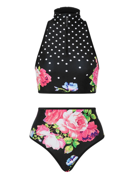  Moschino Floral-pattern Zip-up Bikini - Black 
