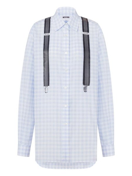  Moschino Gingham-pattern Long-sleeve Shirt - Blue 