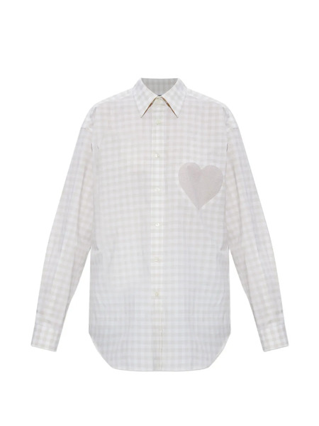  Moschino Heart-motif Check-pattern Shirt - Neutrals 