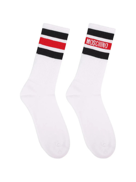  Moschino Inlaid Terry Striped Socks - White 