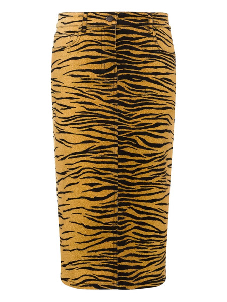 Moschino Jeans Animal-pattern Midi Skirt - Brown 