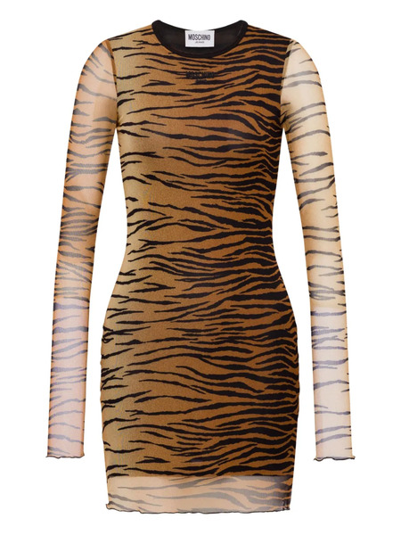  Moschino Jeans Animal-pattern Mini Dress - Brown 