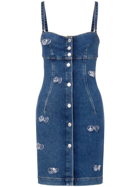  Moschino Jeans Appliquéd Denim Minidress - Blue 