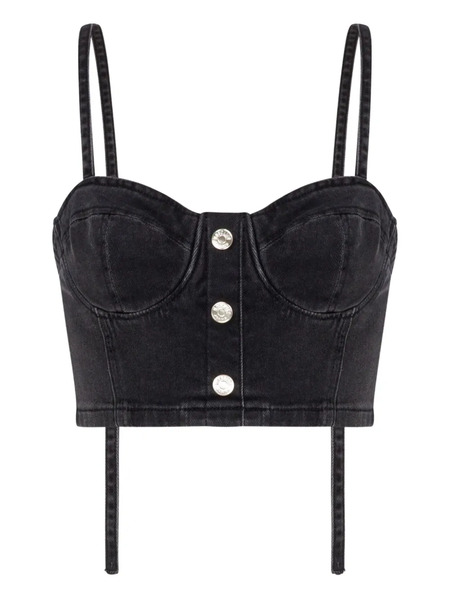  Moschino Jeans Button-front Denim Crop Top - Grey 