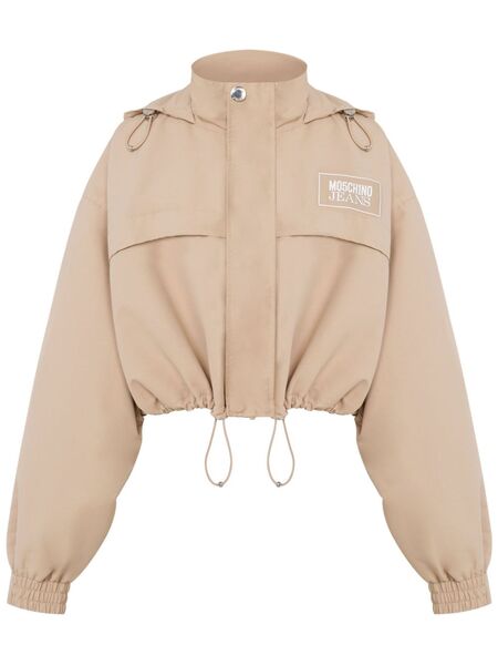  Moschino Jeans Cropped Hooded Jacket - Brown 