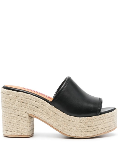  Moschino Jeans Leather Espadrilles - Black 