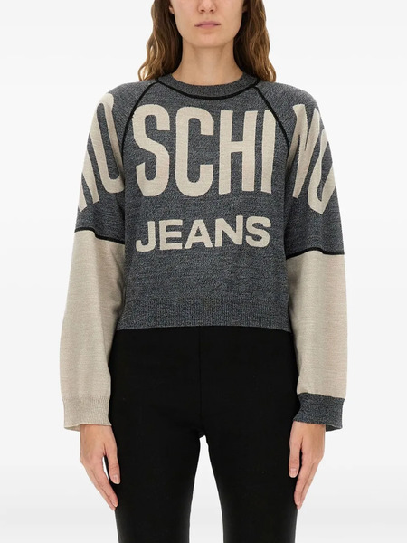  Moschino Jeans Logo Colour Block Top - Grey 