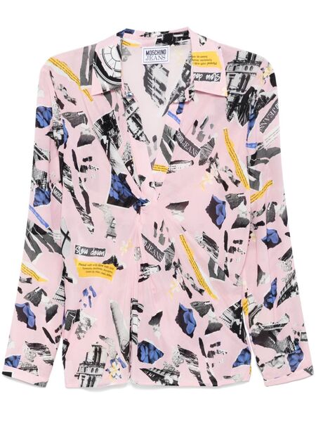  Moschino Jeans Patchwork-print Blouse - Pink 