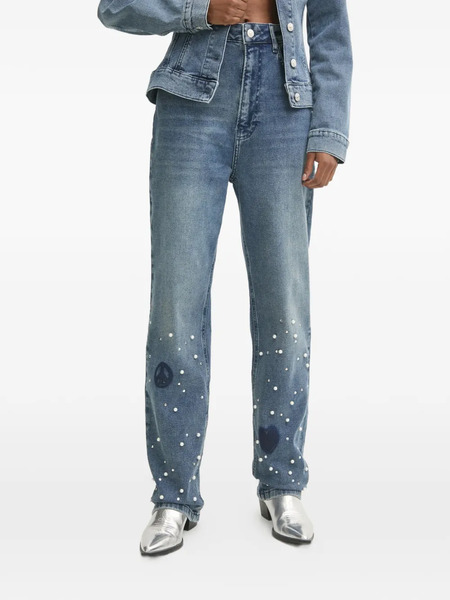  Moschino Jeans Pearl-embellished Jeans - Blue 