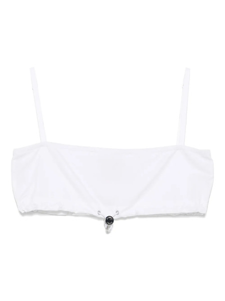  Moschino Jeans Poplin Cropped Top - White 