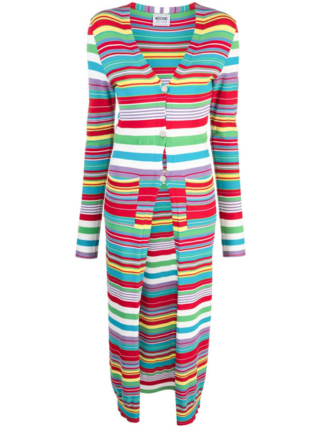  Moschino Jeans Stripe-pattern V-neck Cardigan - Red 