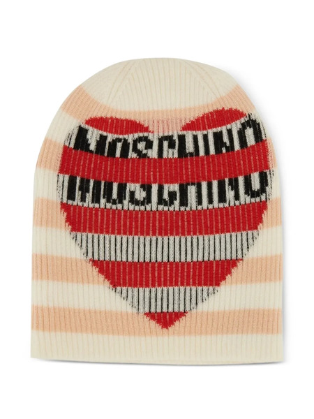  Moschino Jeans Striped Heart Hat - Neutrals 
