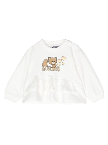  Moschino Kids Teddy Bear-print Flared Sweatshirt - White 