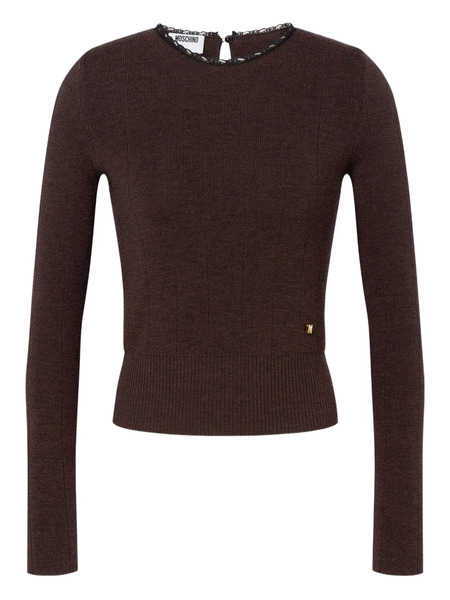  Moschino Lace-trimmed Wool Sweater - Brown 