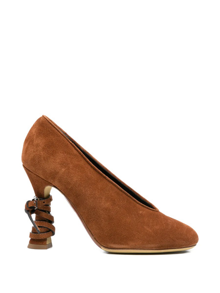  Moschino Laced Leather Pumps - Brown 