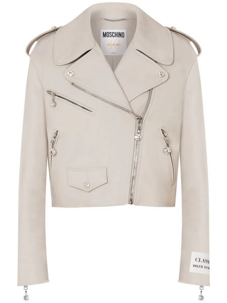  Moschino Leather Biker Jacket - Neutrals 