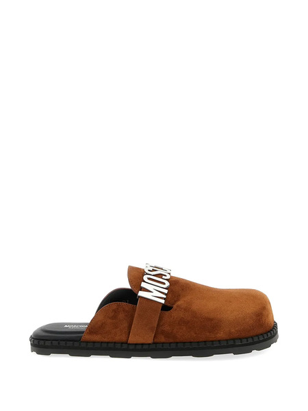  Moschino Lettering Logo-strap Mules - Brown 