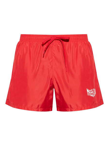  Moschino Logo Drawstring Beachwear - Red 