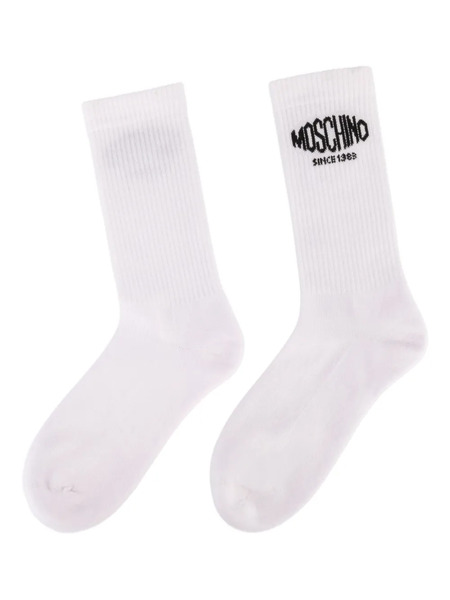  Moschino Logo-embroidered Socks - White 