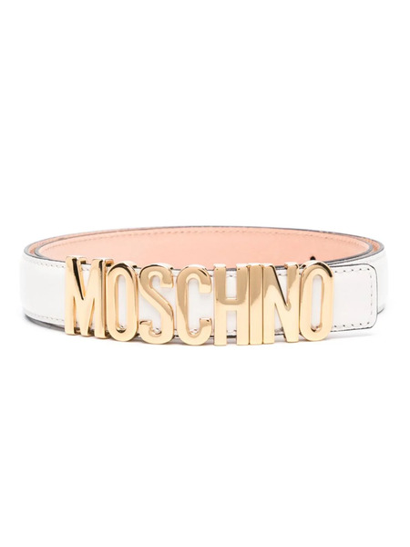  Moschino Logo-lettering Leather Belt - Neutrals 