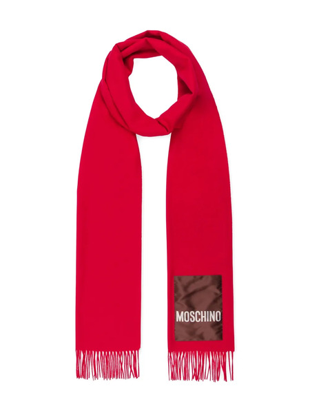  Moschino Logo-patch Fringed Scarf - Red 