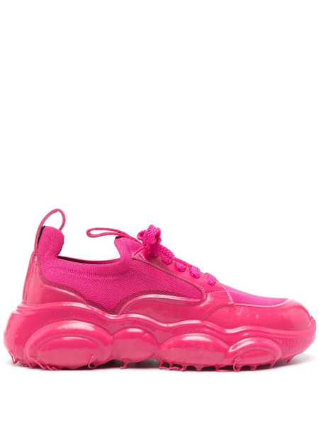  Moschino Logo-patch Leather Sneakers - Pink 