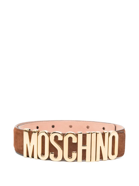  Moschino Logo-plaque Leather Belt - Brown 