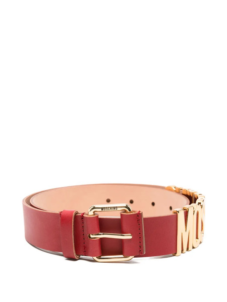  Moschino Logo-plaque Leather Belt - Red 