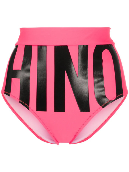  Moschino Logo Print Bikini Bottom - Pink 