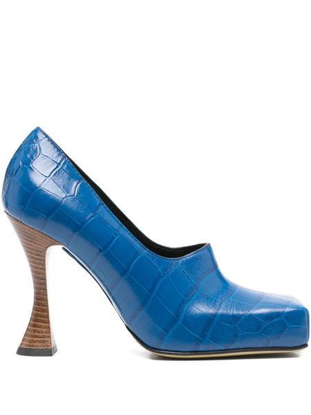  Moschino 100mm Crocodile-effect Pumps - Blue 