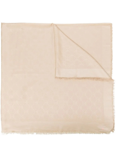  Moschino Monogram-pattern Fringed Scarf - Neutrals 