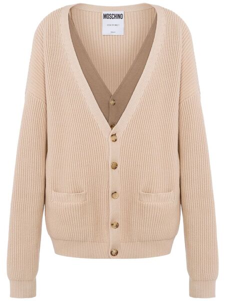  Moschino Ribbed-knit Cardigan - Neutrals 