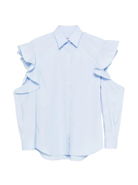  Moschino Ruffled Cold-shoulder Top - Blue 