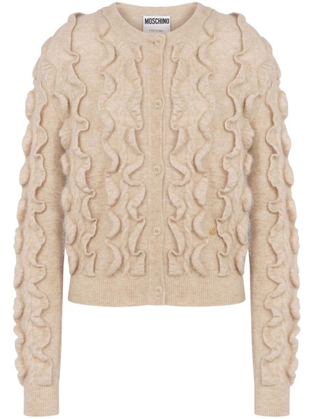  Moschino Ruffled Wool Blend Cardigan - Neutrals 