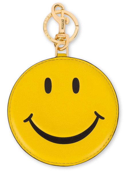  Moschino Smiley-face Leather Keychain - Yellow 