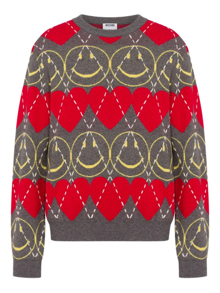  Moschino Smiley Patterned Sweater - Grey 