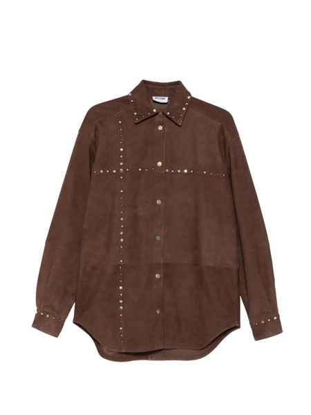  Moschino Stud-embellishment Suede Shirt - Brown 